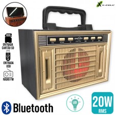 Caixa de Som Bluetooth Retrô 20W GTS-1737 X-Cell - Champagne